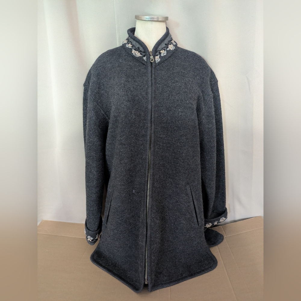 Vintage Nordic Ware Design Wool Zip Up Irish Sweater